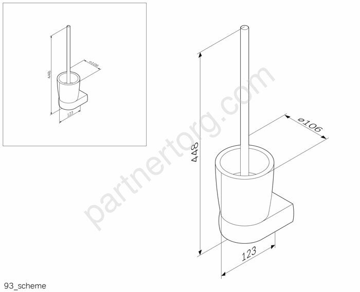 Стойка с туалетной щеткой, подвесная, хром A3033300 Sensation