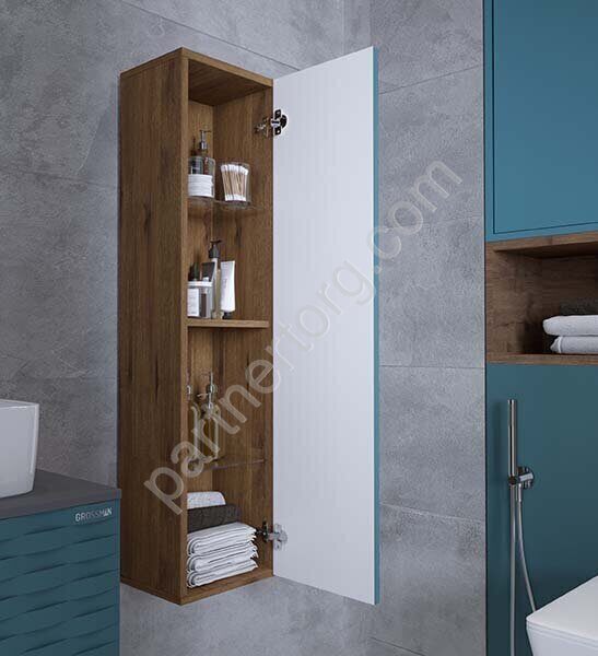 Альба Бриз, Дуб веллингтон шкаф пенал в ванную комнату Grossman