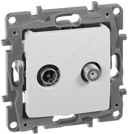 Legrand Etika розетка TV-SAT двухкабельная, цвет белый