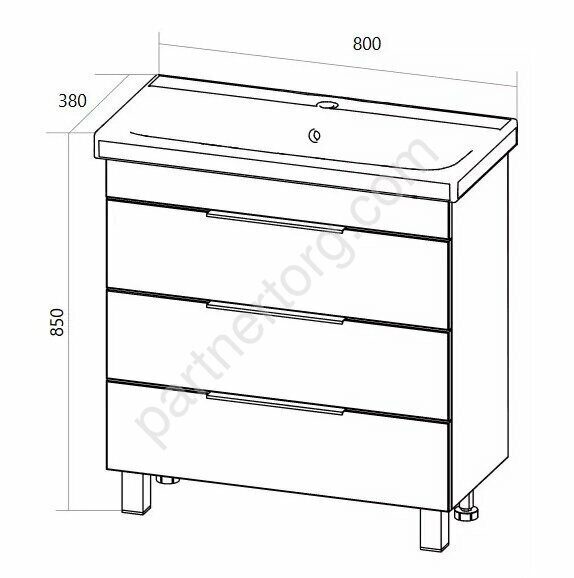 Gaula 80Н 3я тумба напольная белая
