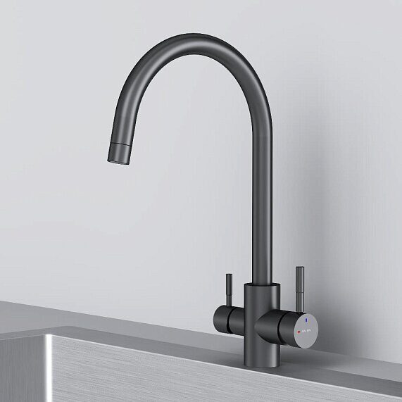 Смеситель для кухни высокий, чёрный с каналом питьевой воды F85B07722 X-Joy S AM.PM