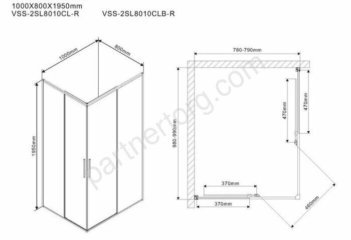 Veconi Vinecia Slim душевой угол 100х80x195 см