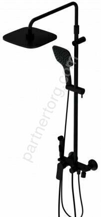 Apollo, душевая система со смесителем-полкой черная