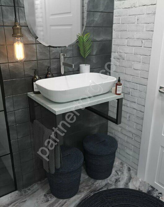 Grunge Loft Marka One Бетон светлый 60см столешница для ванной комнаты под раковину настольную