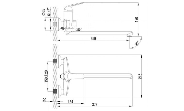 Plus Advance LM1251C смеситель для ванны и душа с плоским изливом, хром Lemark