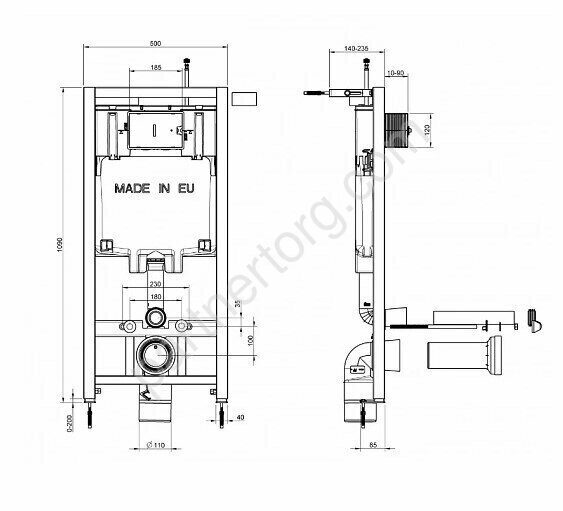 Комплект инсталляция Elite с унитазом подвесным и сидением с микролифтом Jacob Delafon E21742RU-00