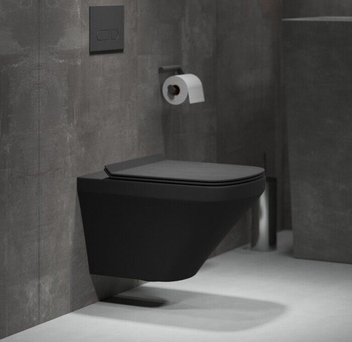 4440BMS Black подвесной безободковый унитаз черный матовый с сидением