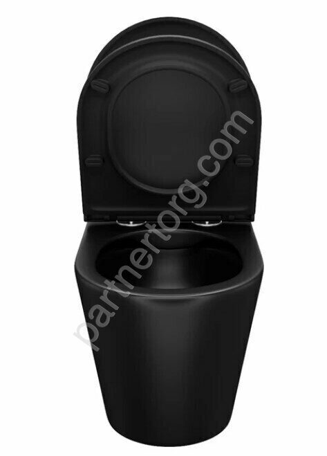 Calipso черный подвесной безободковый унитаз Iddis с сиденьем CALR3BMi25