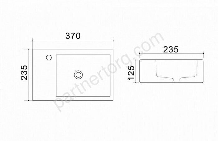 Azario Trend белая раковина навесная 37х23,5х12,5см AZ4331A