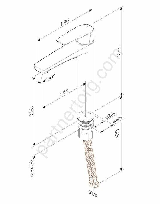 Gem Am.Pm черный матовый смеситель для умывальника высокий F90A92022