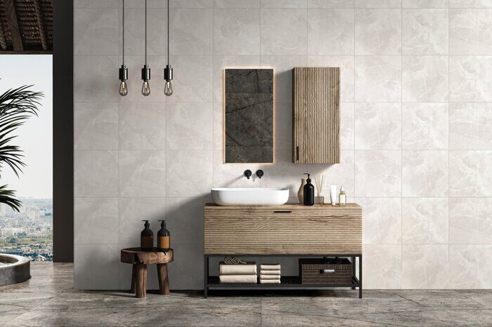 Favorito серо-бежевый керамогранит карвинг матовая Global Tile 60х60 см