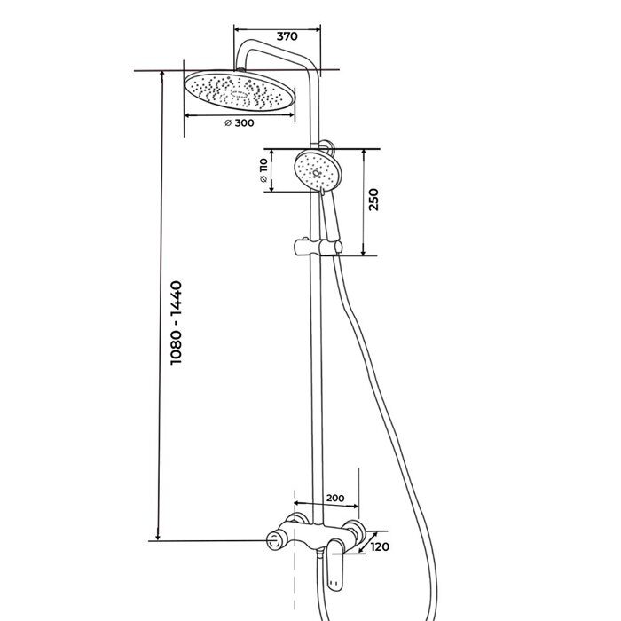 Calypso CS2487-9 душевая система Оружейная сталь
