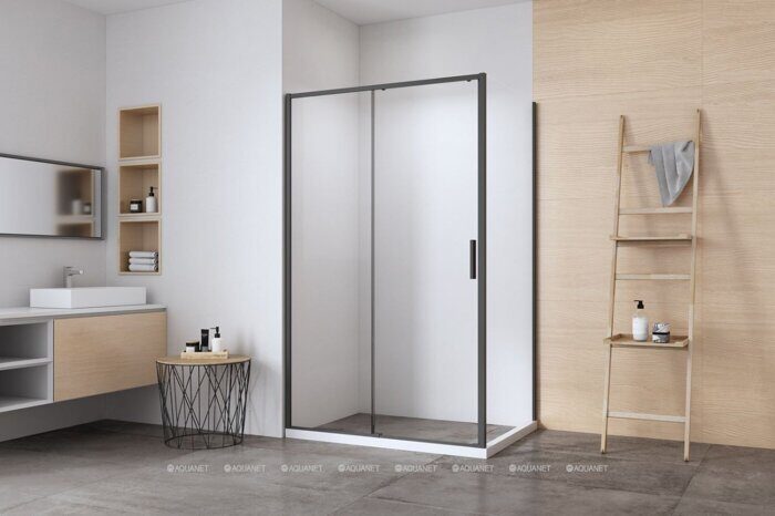 Aquanet AE65-F90-BT, 00312549, боковая панель 90х190 см, прозрачное стекло, профиль черный