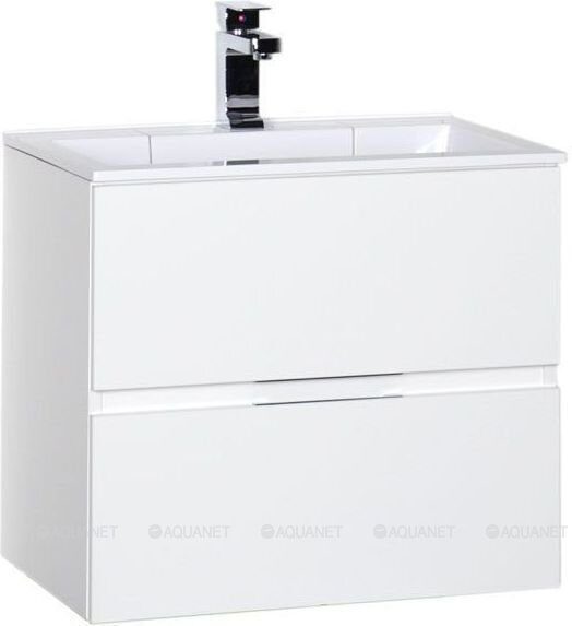 Алвита 60 тумба белая для ванной комнаты с раковиной-столешницей Фортуна 60 Aquanet