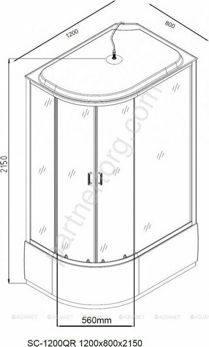 SС-1200Q душевая кабина 120х80см рифленое стекло Aquanet