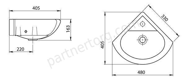 Радиан Santeri белый рукомойник угловой