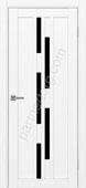 Турин 551.121 межкомнатная дверь белый снежный со стеклом лакобель черное