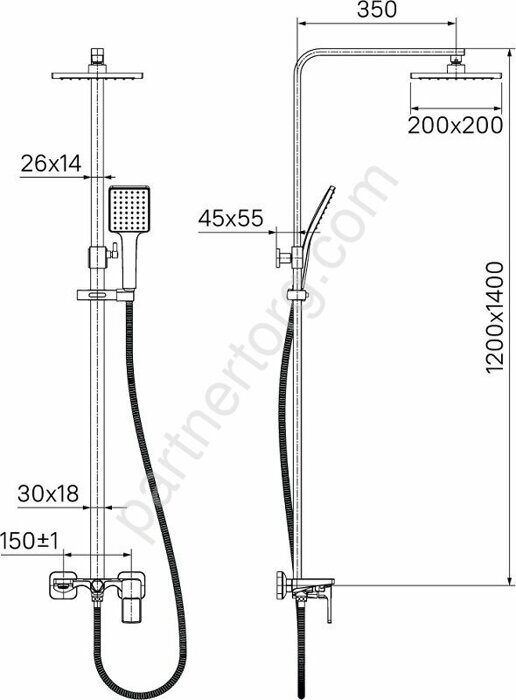 Bild Iddis душевая система со смесителем и верхним душем BILSB1Fi06, хром