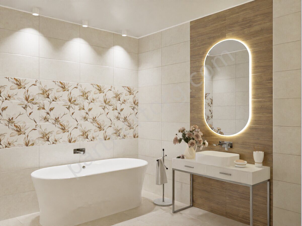 Palladio Ivory панно бежевое полуматовое цветы 63х63см Azori