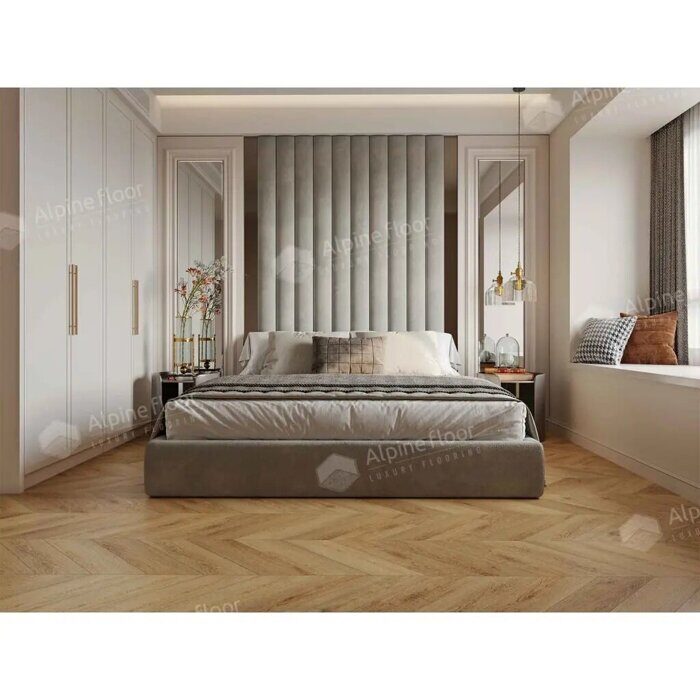 Дуб Буна Chevron каменно-полимерная замковая плитка SPC Alpine Floor ECO 18-15
