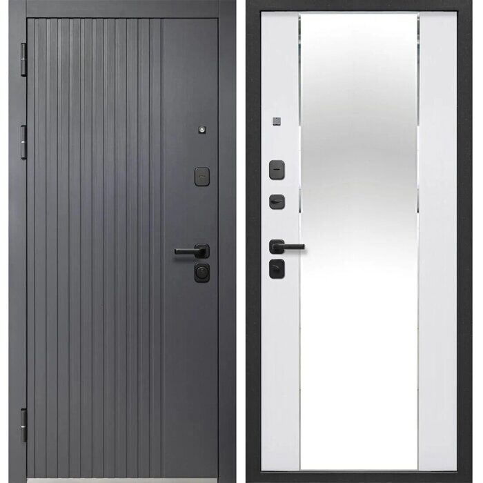 Концепт Сатин графит зеркало 9см дверь входная Сатин графит, Сатин графит с зеркалом