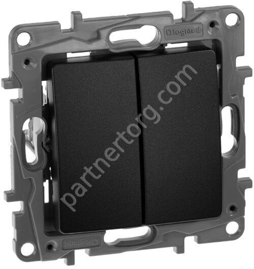 Legrand Etika выключатель 2-х клавишный 10АX 250В, цвет антрацит