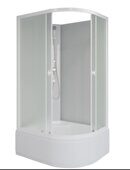 Niagara Promo P90/80/40L/MT/BK, душевая кабина асимметричная 90х80х195 см, матовое стекло, высокий поддон, белый профиль