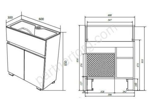 Mira 60Н 2д. Дуб Сонома тумба в ванную комнату напольная с раковиной