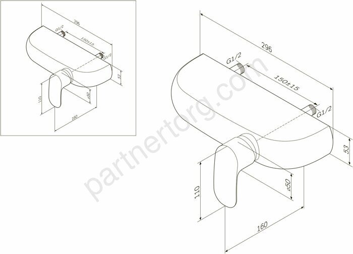 F3020000 Sensation, cмеситель д/душа, хром, шт