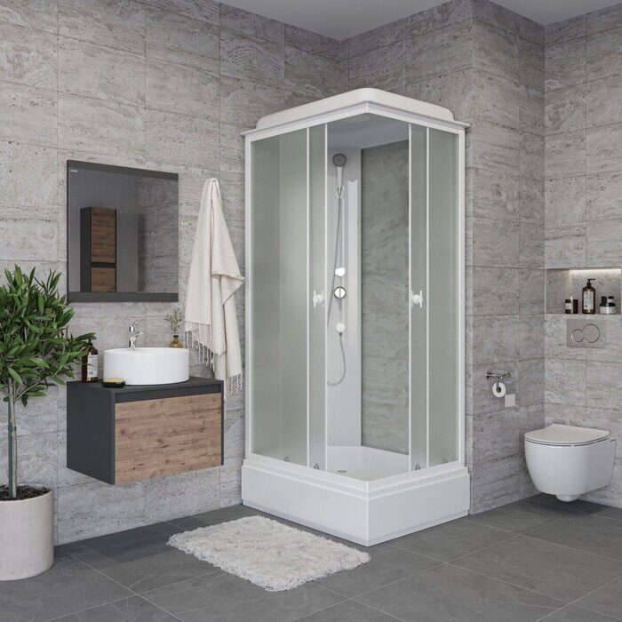 Niagara Promo P100/80/26Q/MT душевая кабина 100х80х215, средний поддон, белый профиль