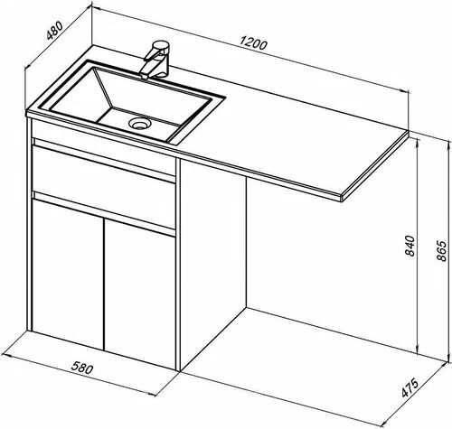 Токио 58 тумба напольная белая для ванной комнаты 1 ящик 2 фасада Aquanet