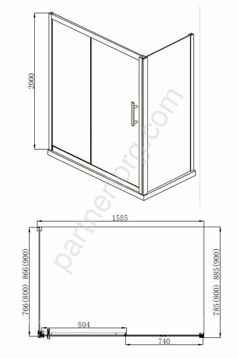 Aquanet, Delta NPE1131 1600800, душевой уголок прямоугольный, 160х80х200 см, прозрачное стекло