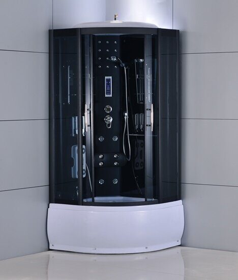 ODA-8222 душевая кабина угловая полукруглая 120х120, тонированное стекло, глубокий поддон