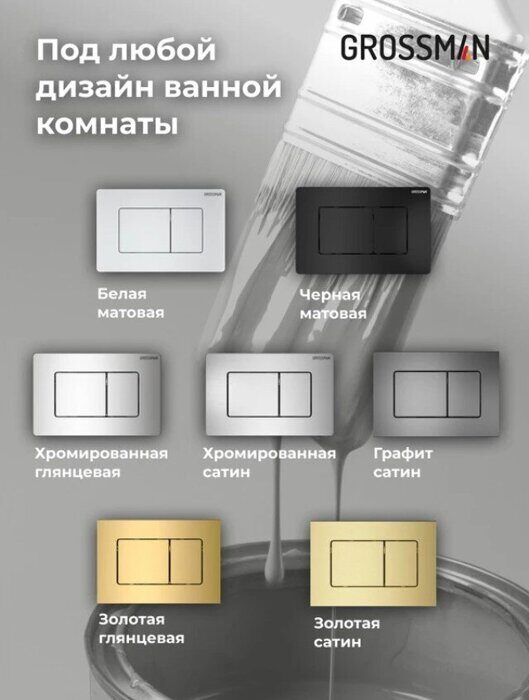 Клавиша нержавеющая сталь смыва для инсталляции Grossman Classic