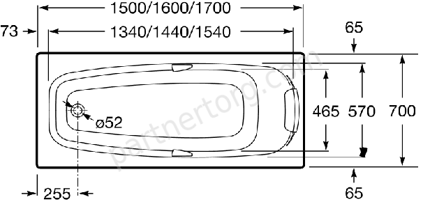 Sureste Roca ванна акриловая с ручками 170х70 см