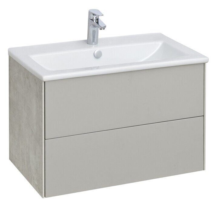 Сохо 75 см тумба подвесная слэйт/галька серая для ванной комнаты с раковиной Элина 75 Aquaton