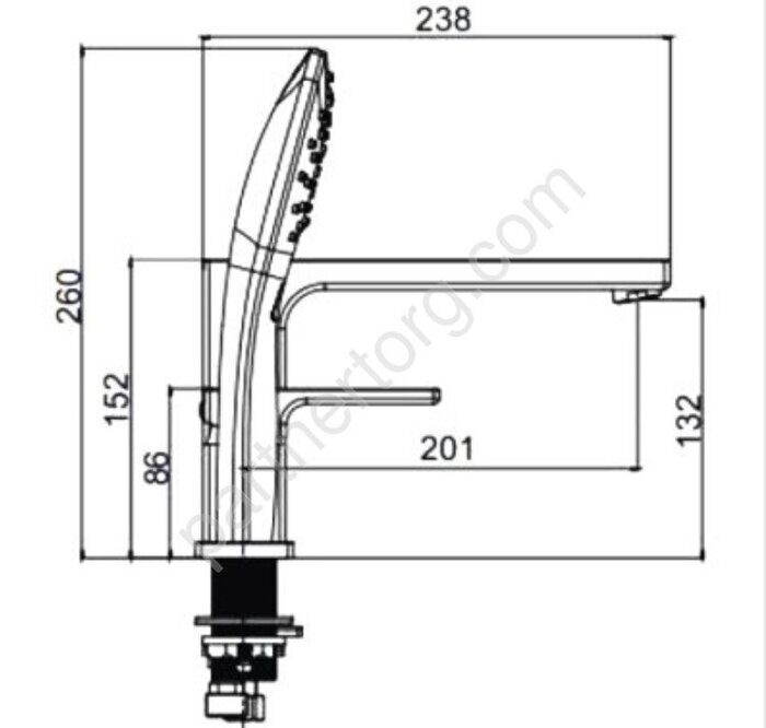 Gappo G1117-6 смеситель врезной на борт ванны черный
