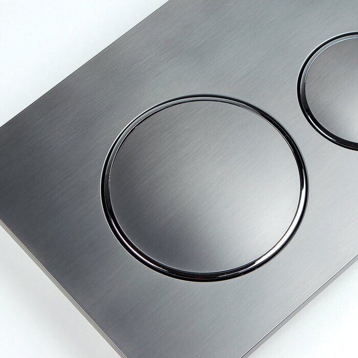 Клавиша смывная для инсталляции, оружейная сталь+хром кольцо, круг, тонкая Beta CS17GMT+C