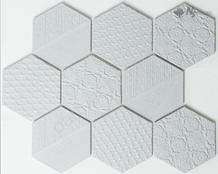 Керамическая мозаика матовая белая Rustic series R-329