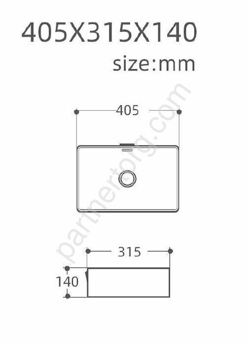 PERFECT-1-MB раковина накладная 405х315х140 без отверстия под смеситель черная