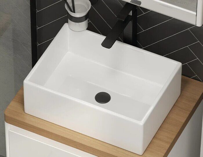 Velvex 7072 раковина накладная на столешницу 46х23х16 см