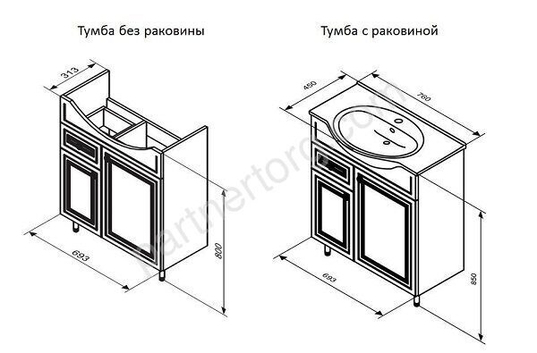 Palace One Damixa M41-FSX0753WG-WCC075 тумба в ванную комнату с раковиной 75см