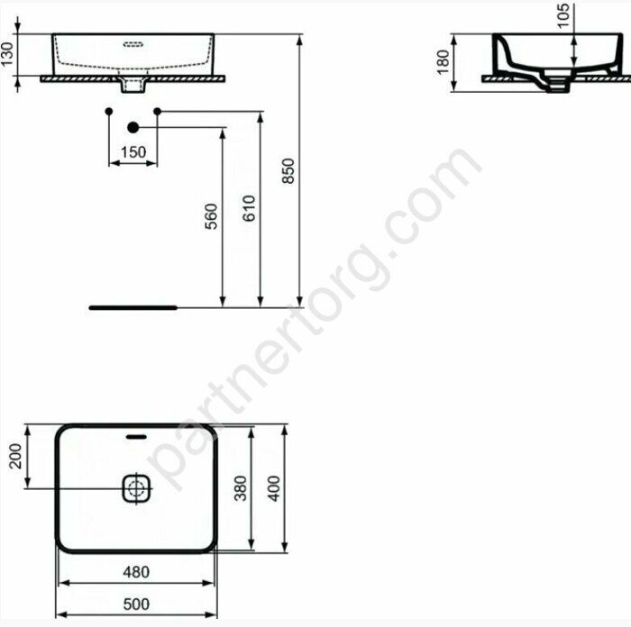 Strada II Ideal Standard T296501 раковина на столешницу 60х40