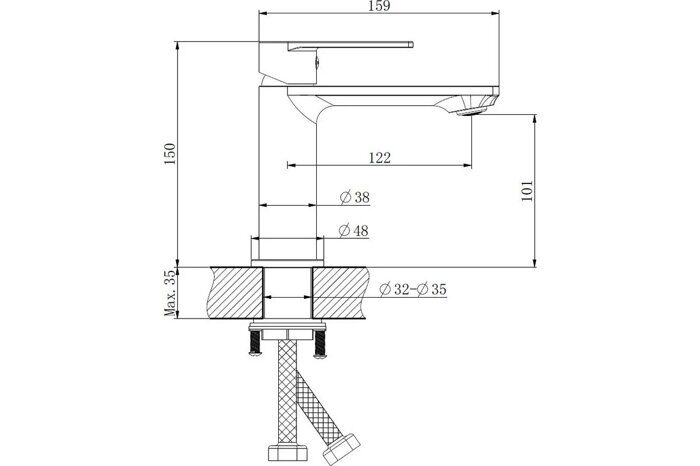 HB10639-3 Haiba Смеситель для раковины, латунь, оружейная сталь