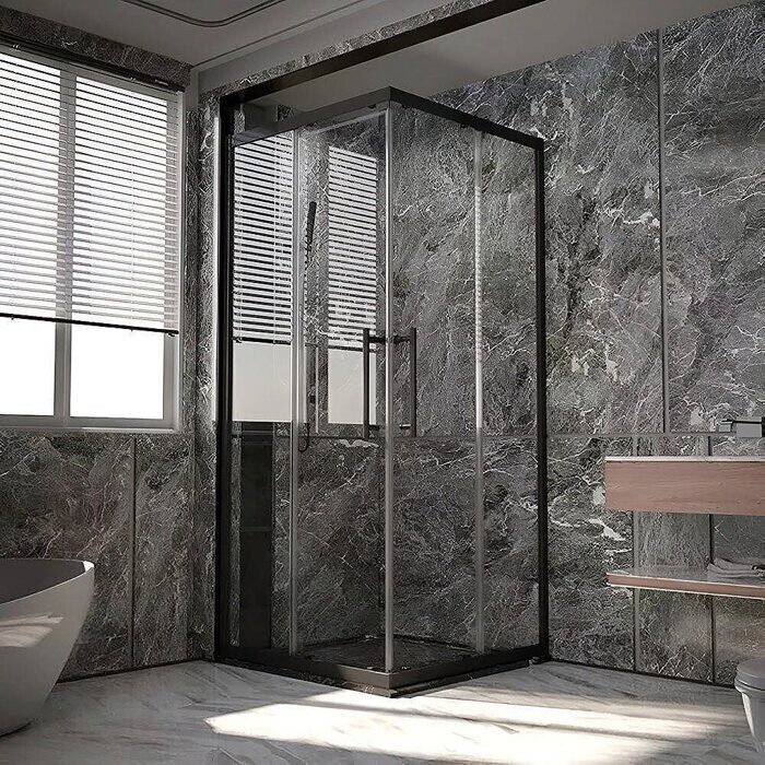 Veconi PTC20-B-9090-01-C4, Душевой угол, 88х200 см, дверь раздвижная, профиль черный
