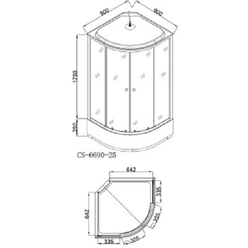 Loranto CS-6690-25 G, 90*90*215 душевая кабина, поддон 25см, прозрачное стекло