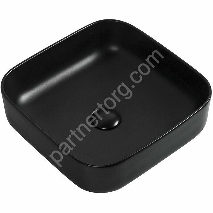 CITY-1 Раковина керамическая накладная черная 385х385х140 без отверстия под смеситель