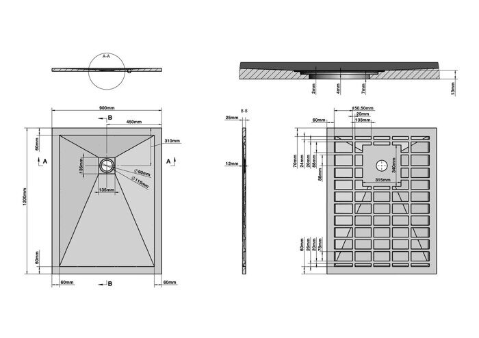 Grossman Strong GR-S190120Q душевой поддон каменный низкий 90х120см