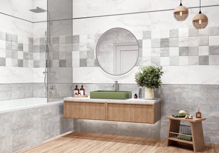 Titan Dark New Trend настенная плитка серая глянцевая 30х60 см