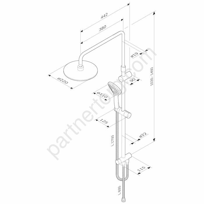F0790022 Gem душевая система черная AM.PM Распродажа